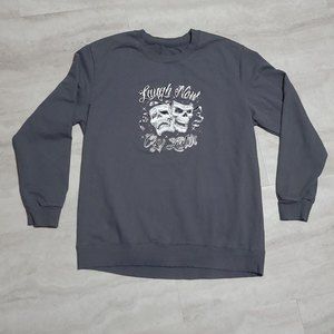 Laugh Now Cry Later Graphic Gray Tagless Crewneck Sweater Small